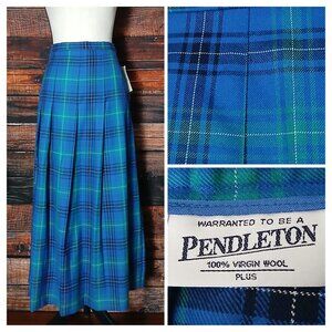 NWT Pendleton Vintage 90s Wool Midi Skirt Plus Size 24W Pleated Plaid Made in US